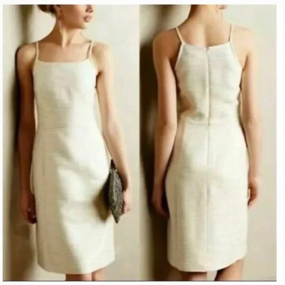 Paper Crown Dress Anthropologie White Gold Paper Crown Dress Anthropologie White Gold